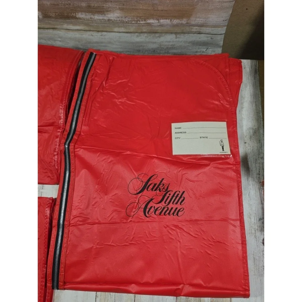 3 Saks Fifth Avenue Red Garment Bags Logo Zippered Travel Storage Bags 23x72